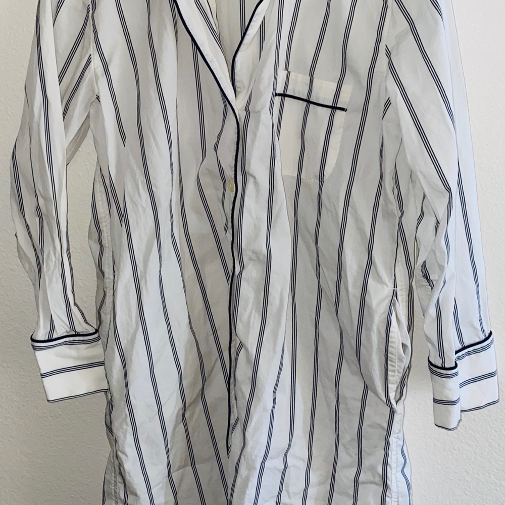 J Crew Pajama White Striped Women’s Sleet Shirt S